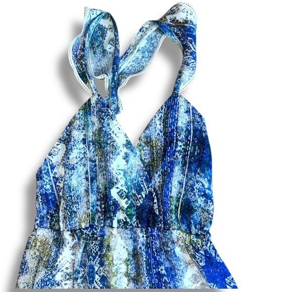 Revolve Tularosa Willa open back criss cross ruffle watercolor midi dress Size S - Picture 3 of 10